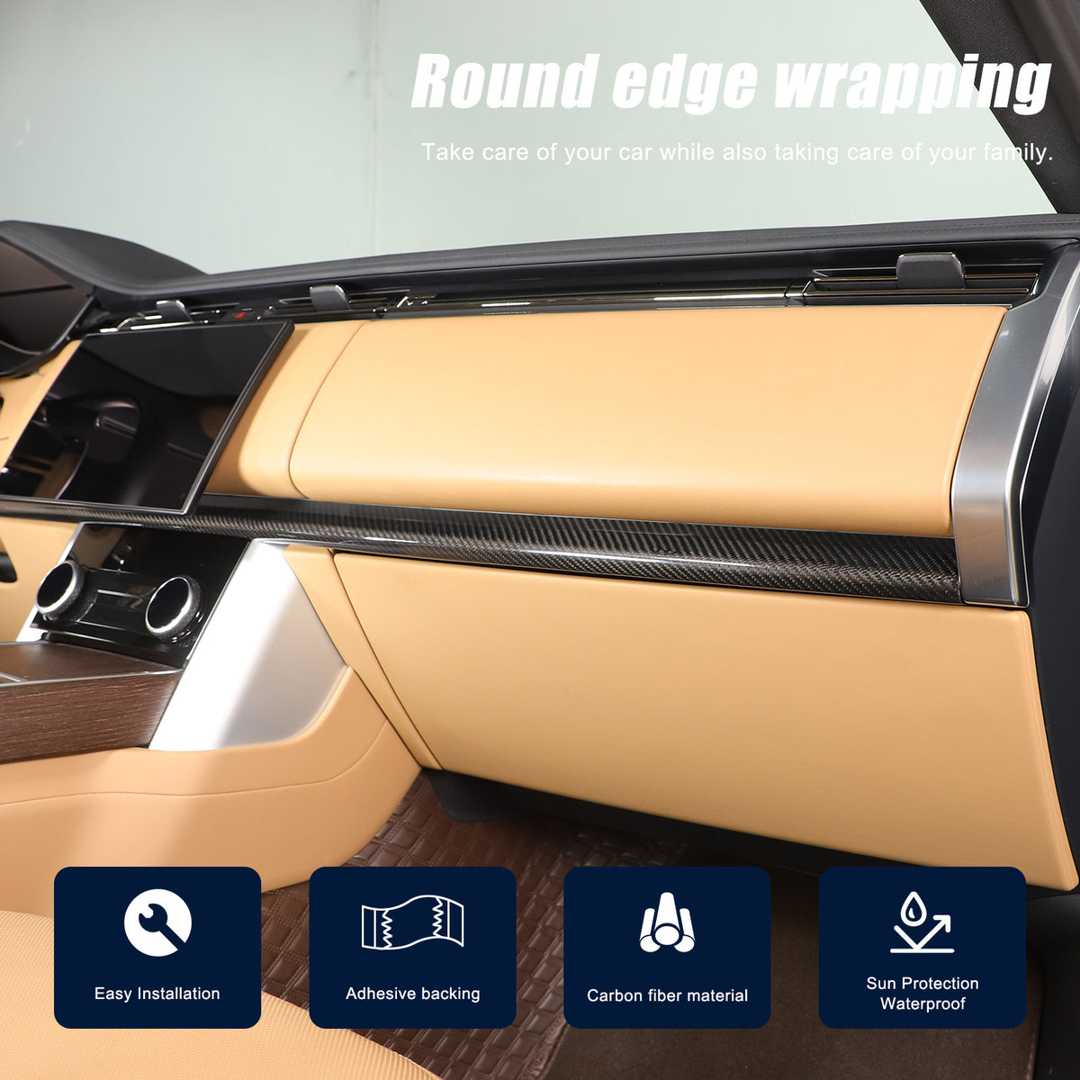 Real Carbon Fiber Dashboard Panel Cover Trim For LR Range Rover Vogue 2023-2024 10