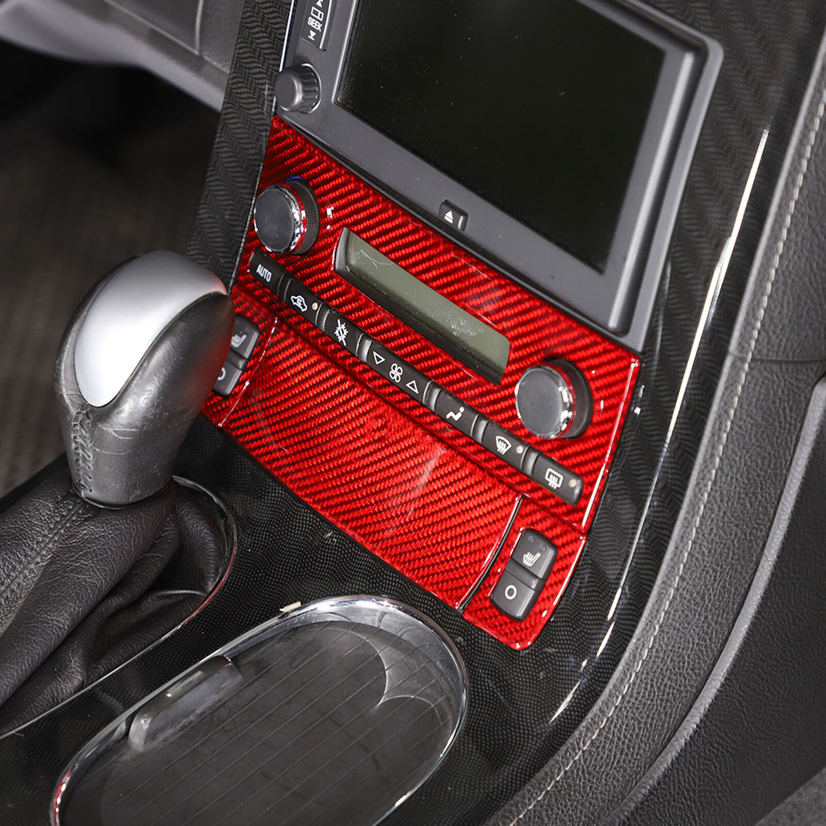 Red Real Carbon Fiber Center Console Air Conditioner Trim For Corvette C6 05-13 15