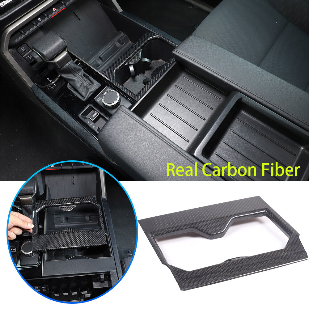 Real Carbon fiber Center Front Cup Holder Cover Trim Frame For Toyota Tundra 22+ 1