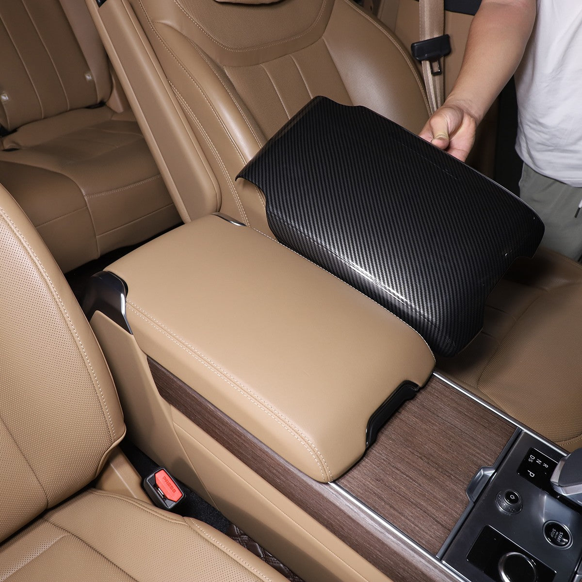 ABS Carbon Center Console Armrest Box Cover For Range Rover Sport/Vogue 23-24 3