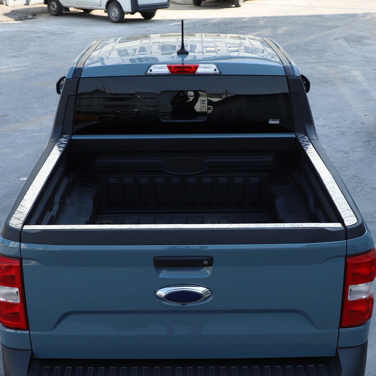Silver Alloy Tailgate Top Protector Spoiler Cap Cover For Ford Maverick 2022+ 3