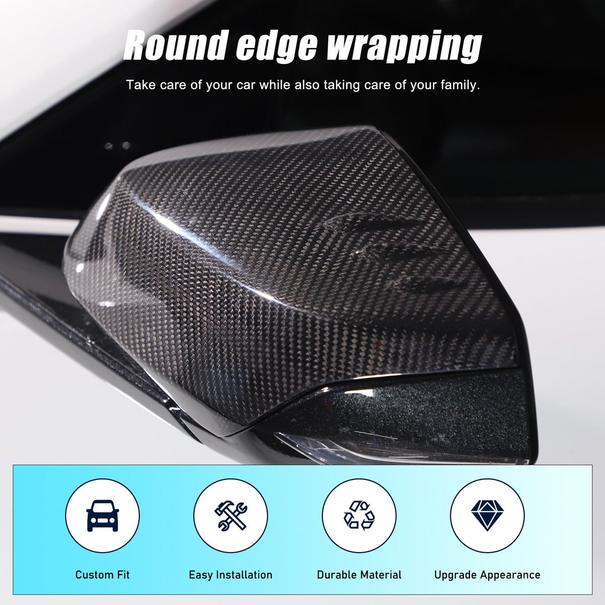 Real Carbon Fiber Side Mirror Air Duct Trim Cover For Corvette C8 2020+ 11
