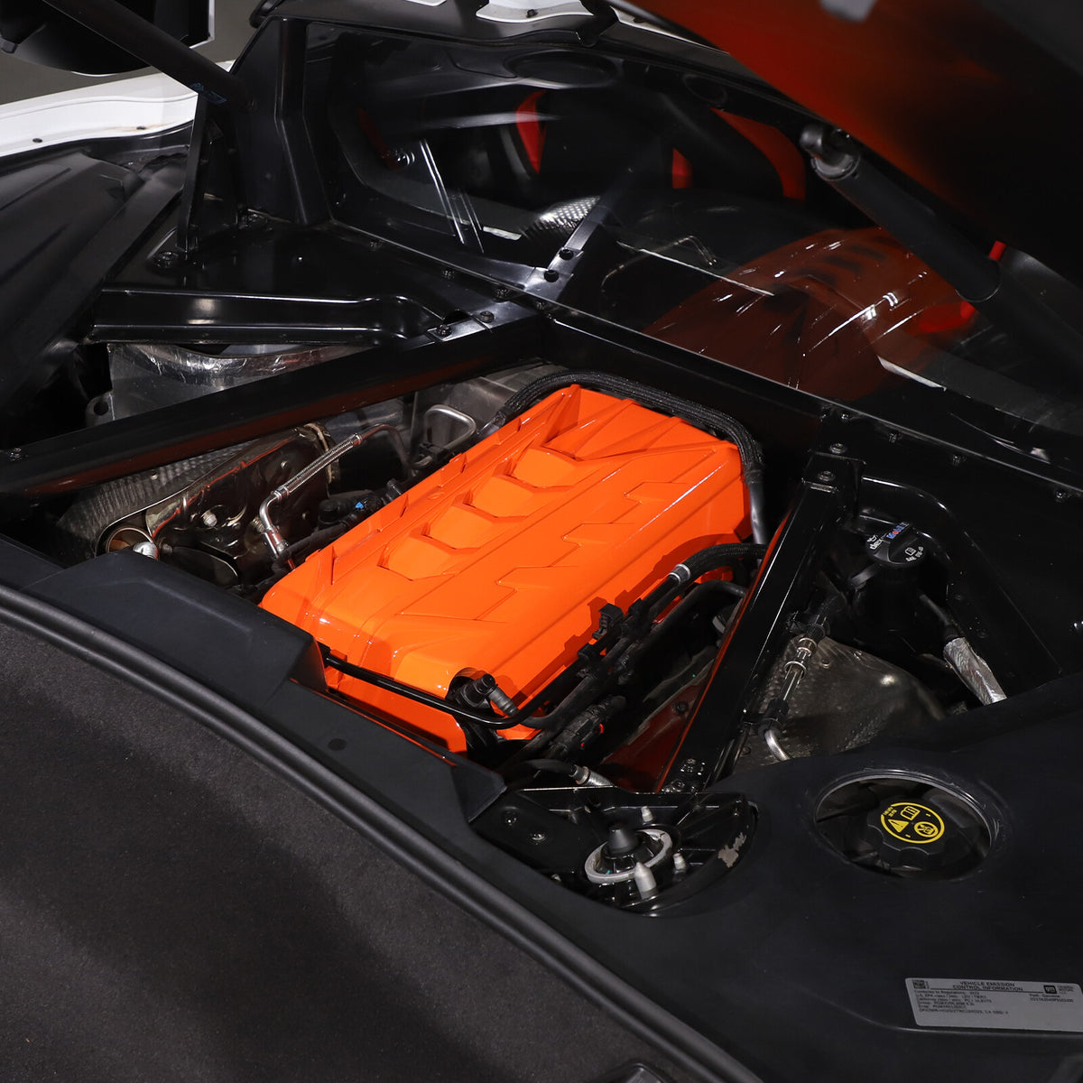 Orange Engine Bay Panel Cover Trim in Edge Yellow For Corvette C8 2020-26 US 22