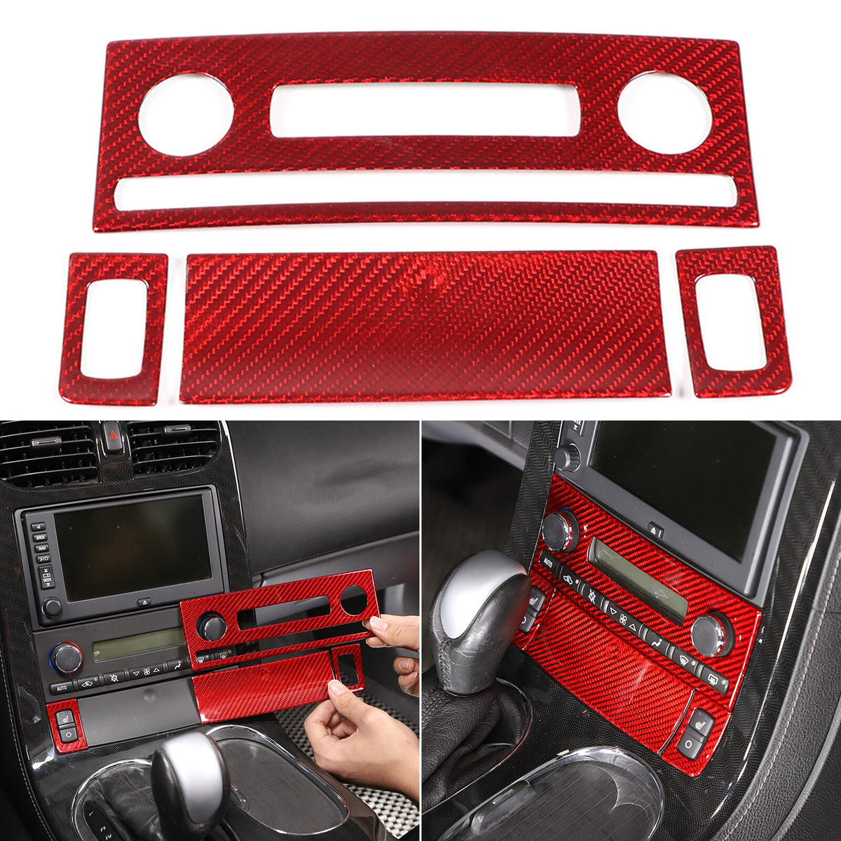 Red Real Carbon Fiber Center Console Air Conditioner Trim For Corvette C6 05-13 1