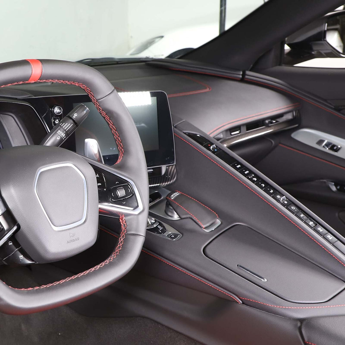 Carbon Fiber ABS Center Console Dashboard Panel Trim Kit For Corvette C8 20-25 9