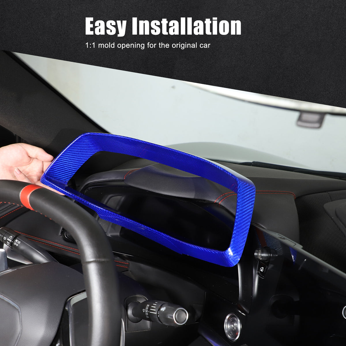 Blue Real Carbon Fiber Speedometer Instrument Trim For C8 Corvette 20-25 14