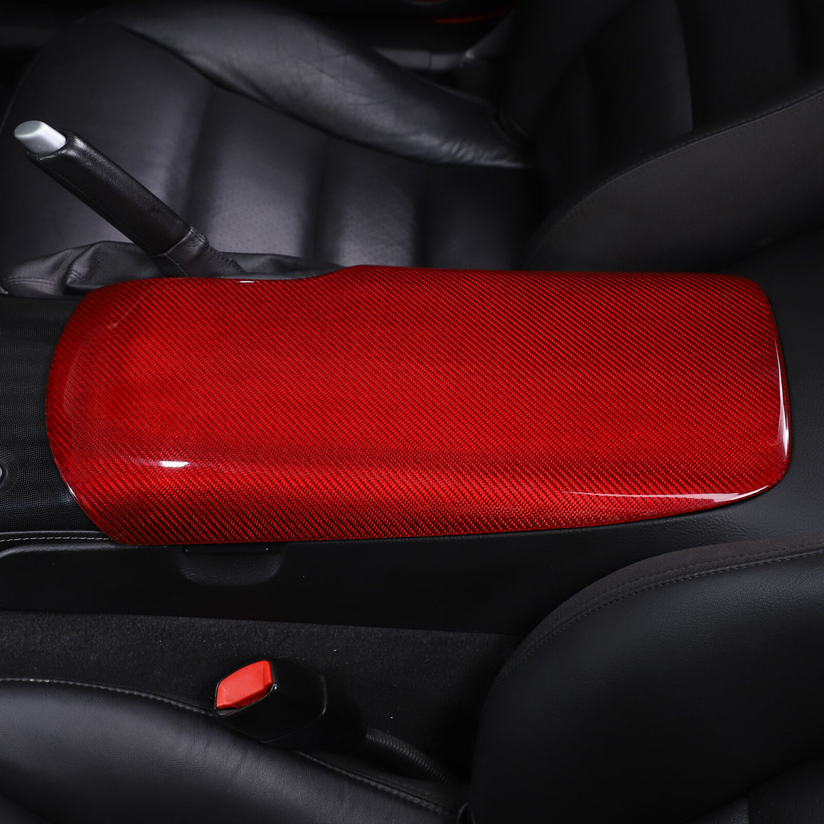 Red Real Carbon Fiber Center Console Armrest Box Cover For Corvette C6 2005-13 19