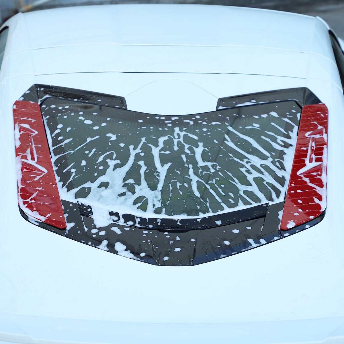 ABS Sport Red Rear Hood Wash Waterproof Cover For Corvette C8 2020+ 6