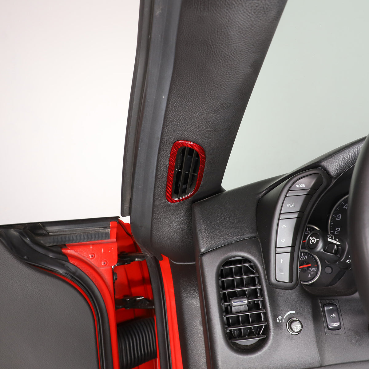 Red Carbon Fiber Interior A-pillar Speaker Frame Trim For Corvette C6 2005-2013 17