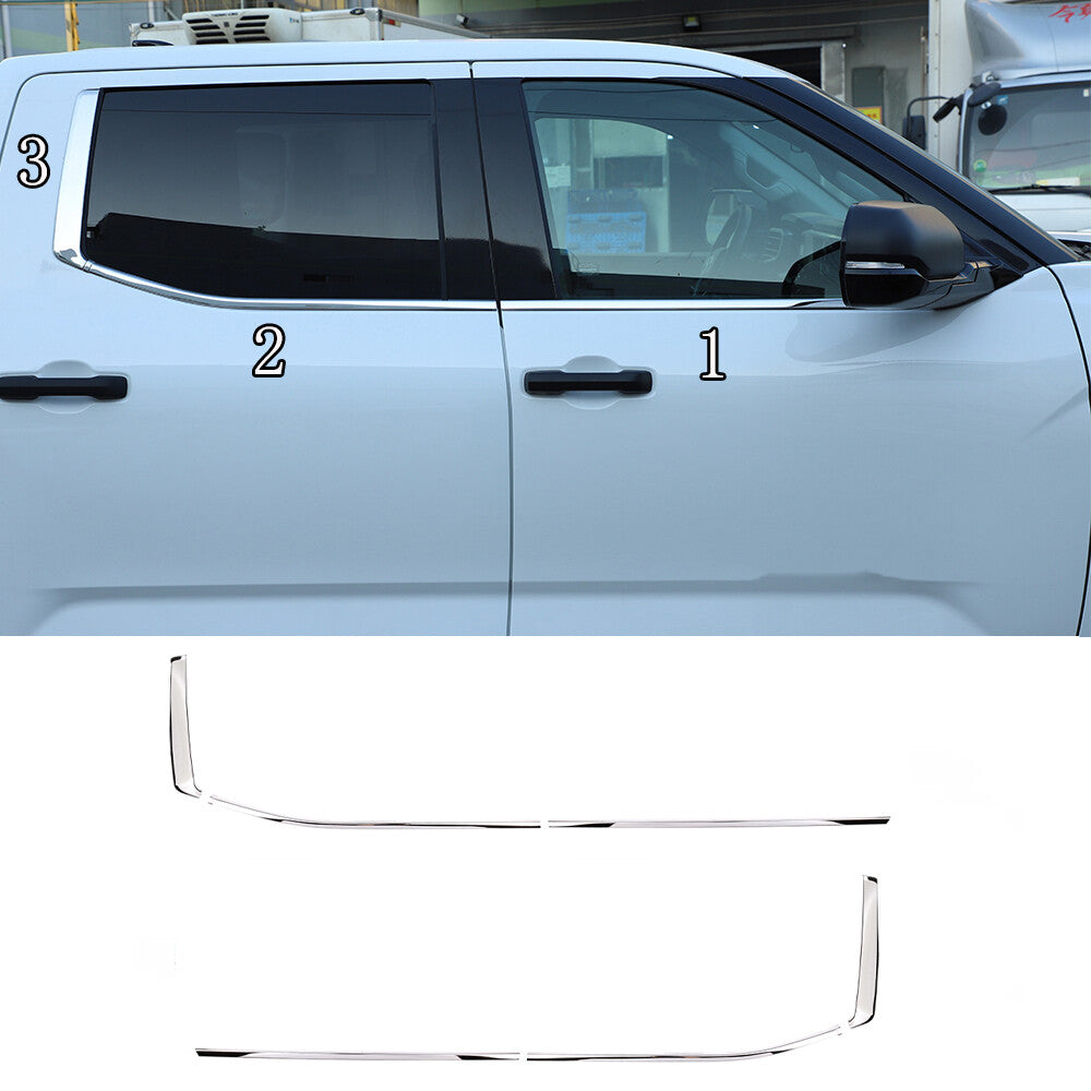 Chrome Door Window Bottom Sill Trim Strip Cover Decor For Toyota Tundra 2022-26 2