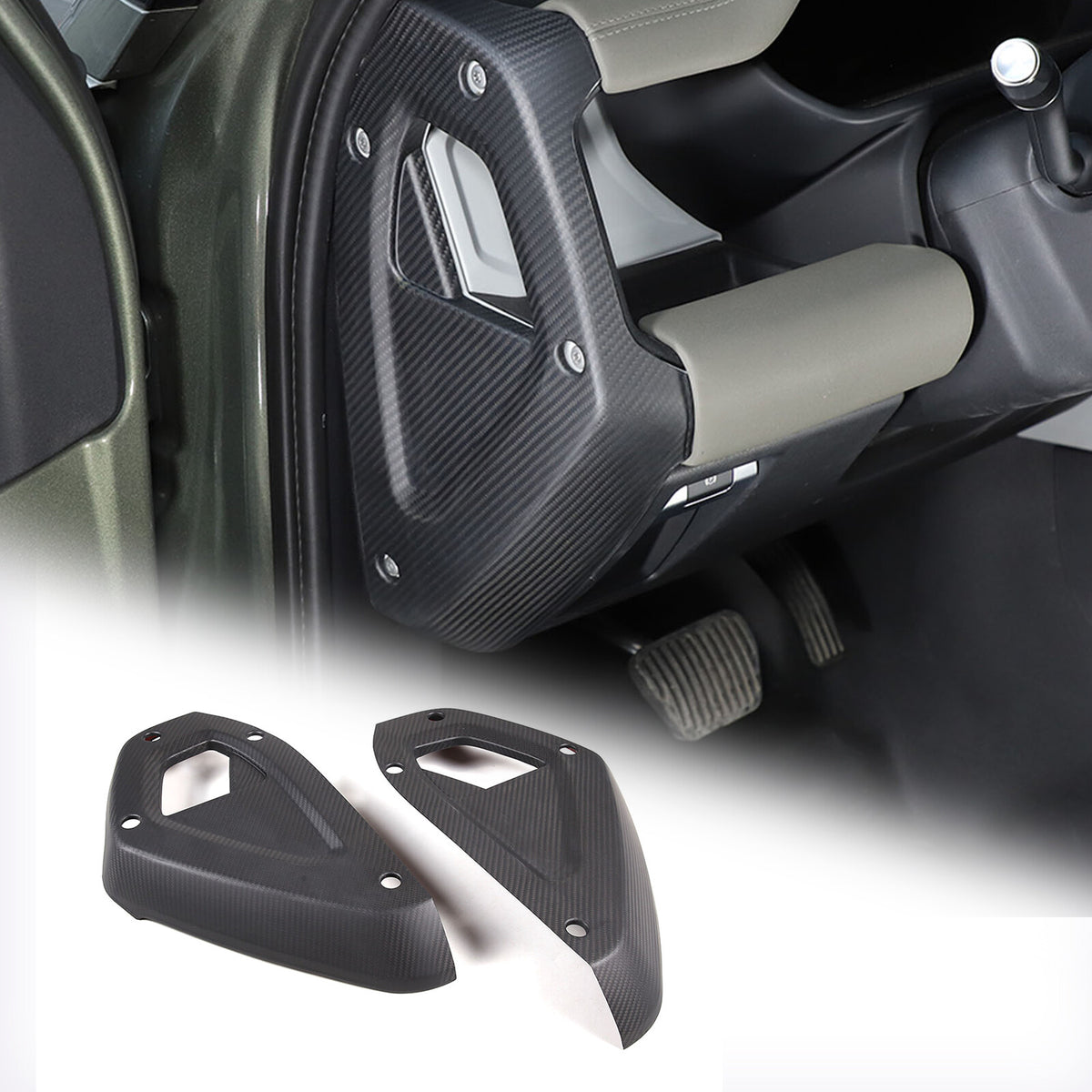 Matte Real Carbon Fiber Dashboard Sides Panel Trim For Land Rover Defender 20-23 2