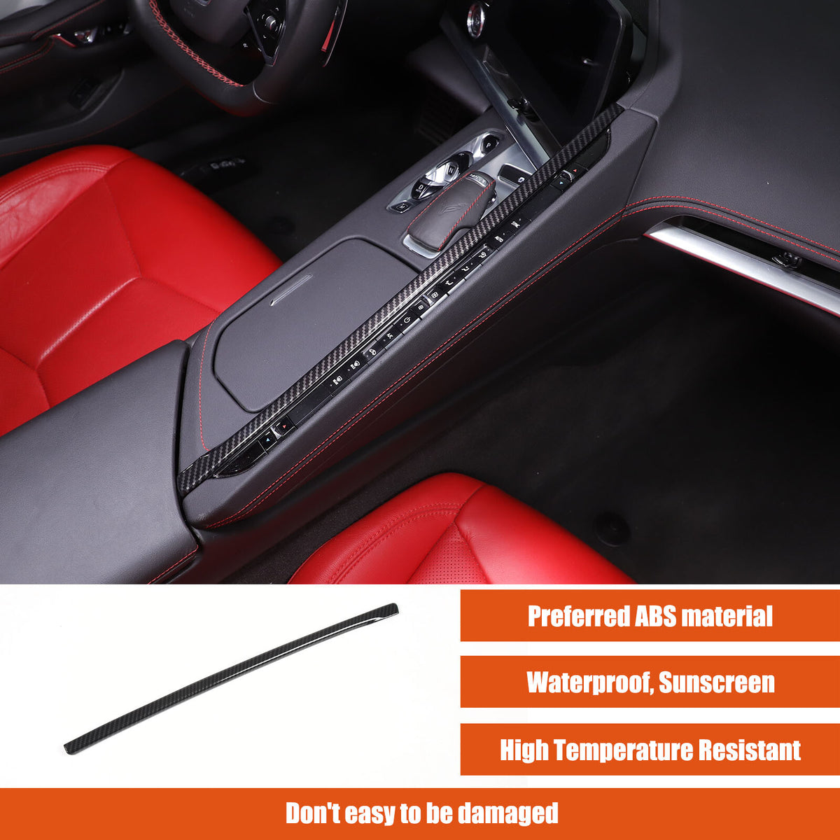 ABS Carbon Fiber Center A/C Button Left Side Strip Trim Cover For Corvette C8 2