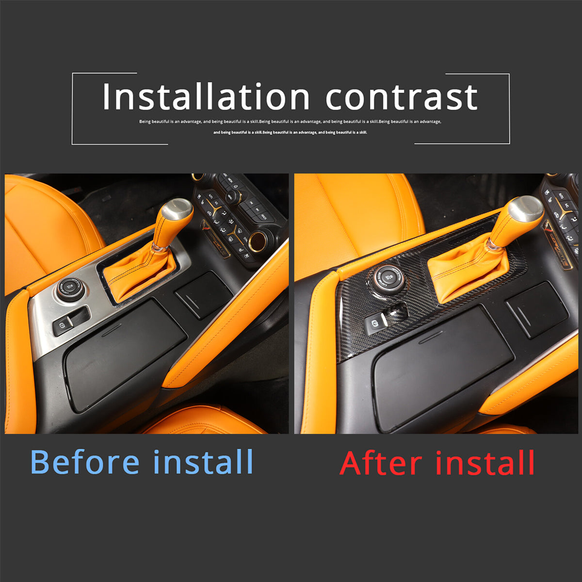 Real Carbon Fiber Car Console Gear Shift Panel Trim For Corvette C7 2014-19 7