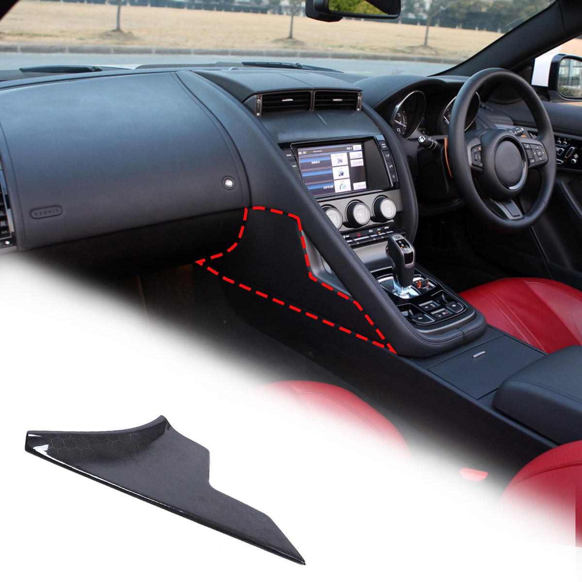 Honeycomb Gear Shift Side Panel Cover Interior Trim For Jaguar F-Type X152 13-24 5