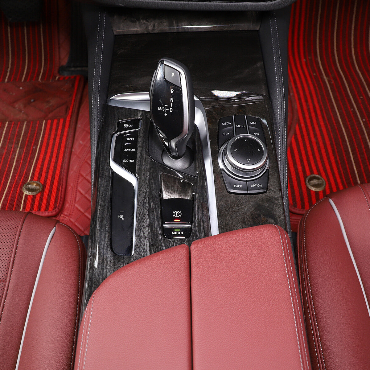 Black Wood Grain Gear Shift Panel Cover Trim for BMW 5 Series G30 2018-2022 8