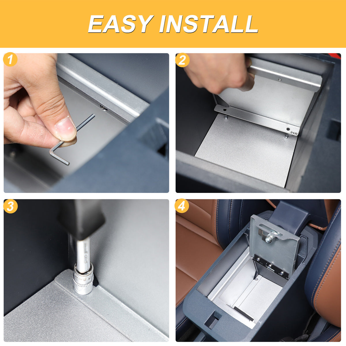 Silver Center Console Armrest Safe Storage Lock Box TRAY For Ford Maverick 22-25 16