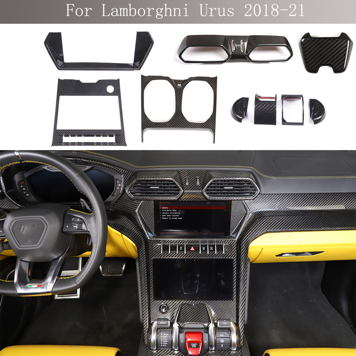 Full Set Interior Decoration Kit Trim Cover Frame For Lamborghini URUS 2018-23 1