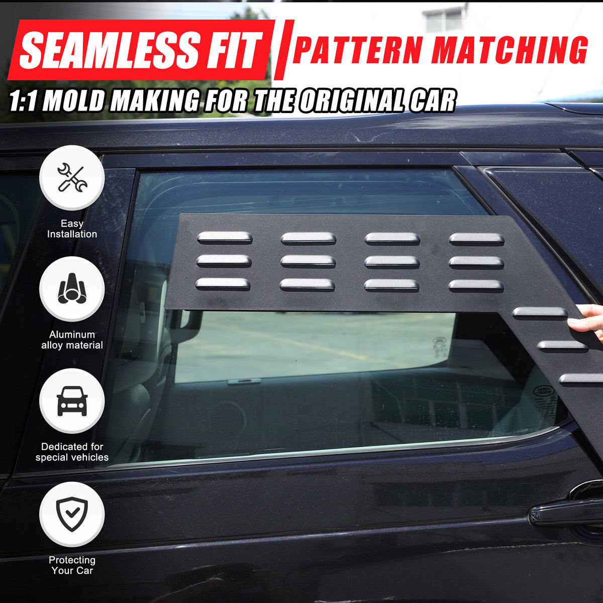 Rear Door Window Louver Air Vent Panel Trim Cover For LR Discovery 5 L462 17+ US 3