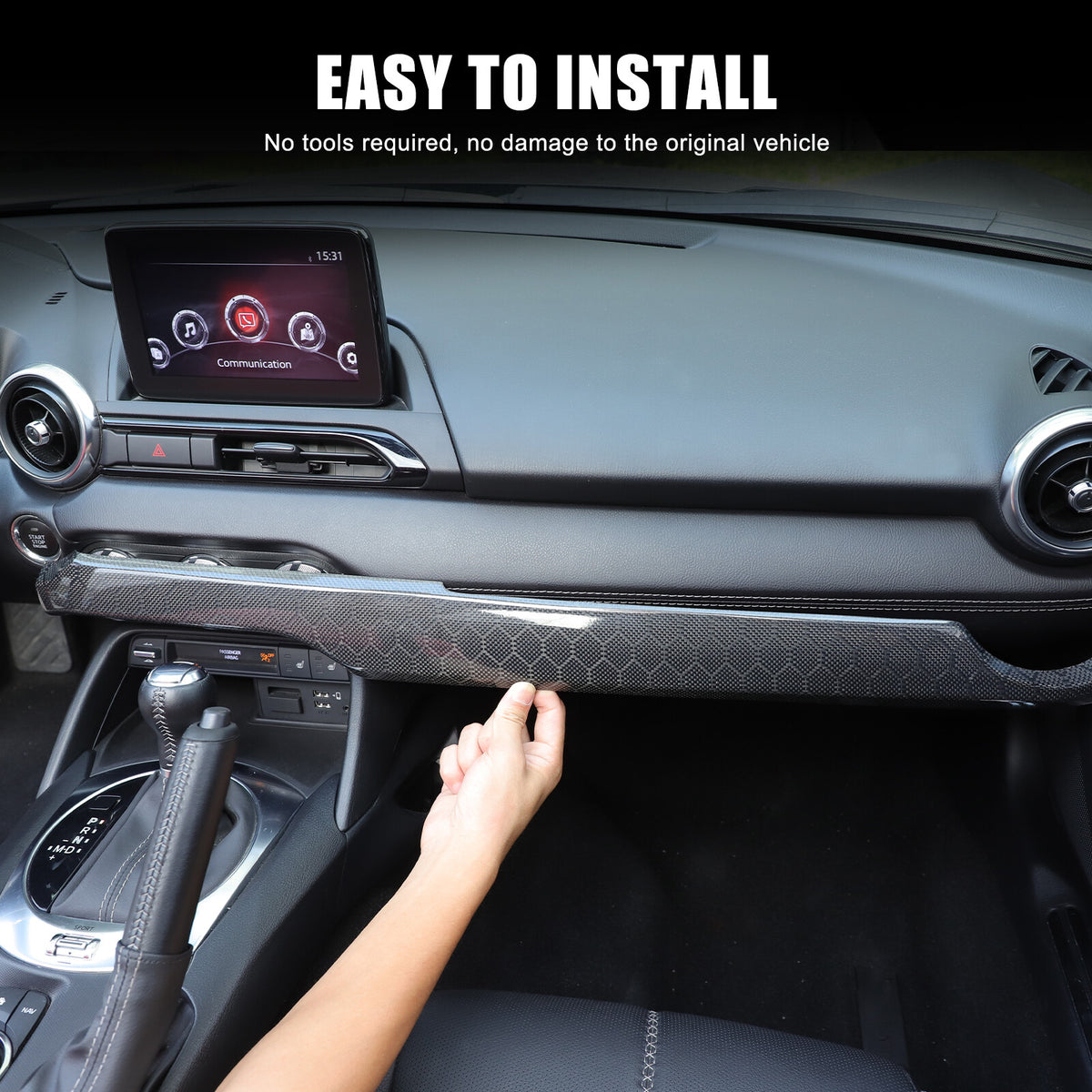 Honeycomb Carbon Fiber Interior Console Panel Trim For Mazda MX-5 Miata 2016-23 4