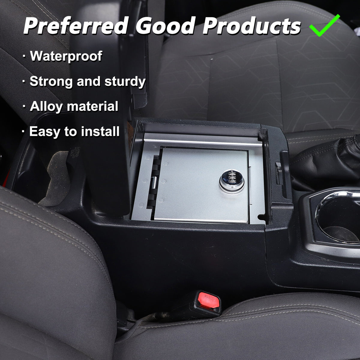 Silver Center Console Safe Armrest Storage Lock Box TRAY For Toyota Tacoma 16-22 18