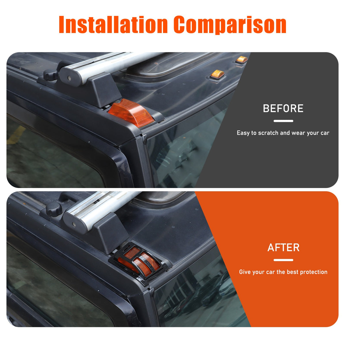 Piano Black Front & Rear Roof Light Guard Cover Trim Set For Hummer H2 03-09 US 14