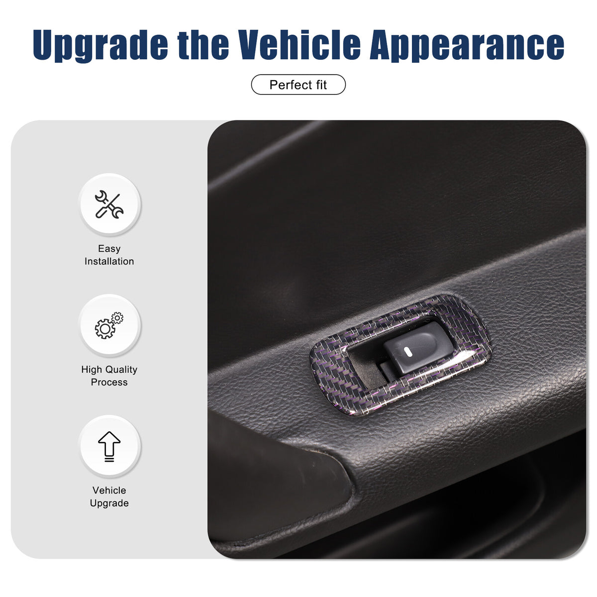 Real Carbon Fiber Window Lift Switch Button Trim Frame For Corvette C6 2005-2013 6