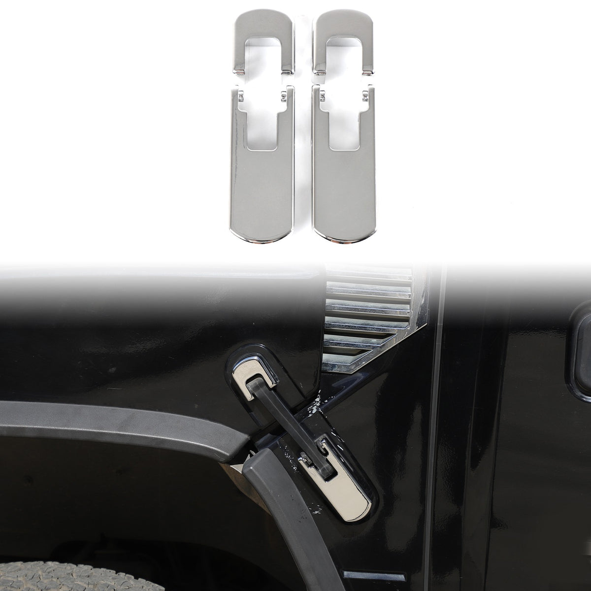 Replacement Aluminum Chrome Silver Hood Handle Cover Trim For Hummer H2 2003-09 2