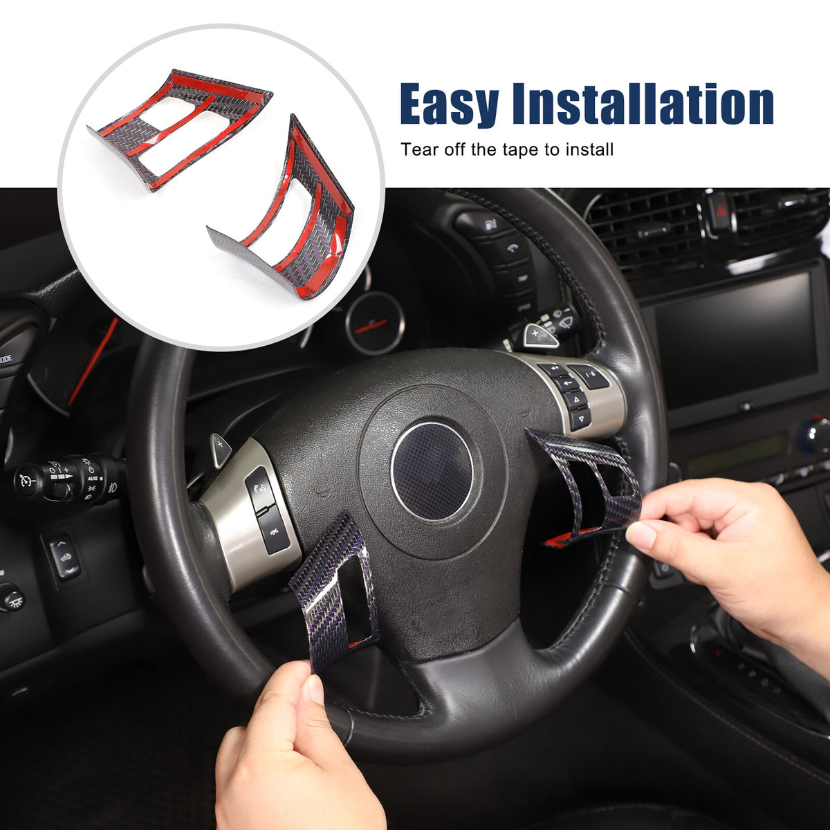 Real Carbon Fiber Steering Wheel Button Cover Trim For Corvette C6 2005-2013 6