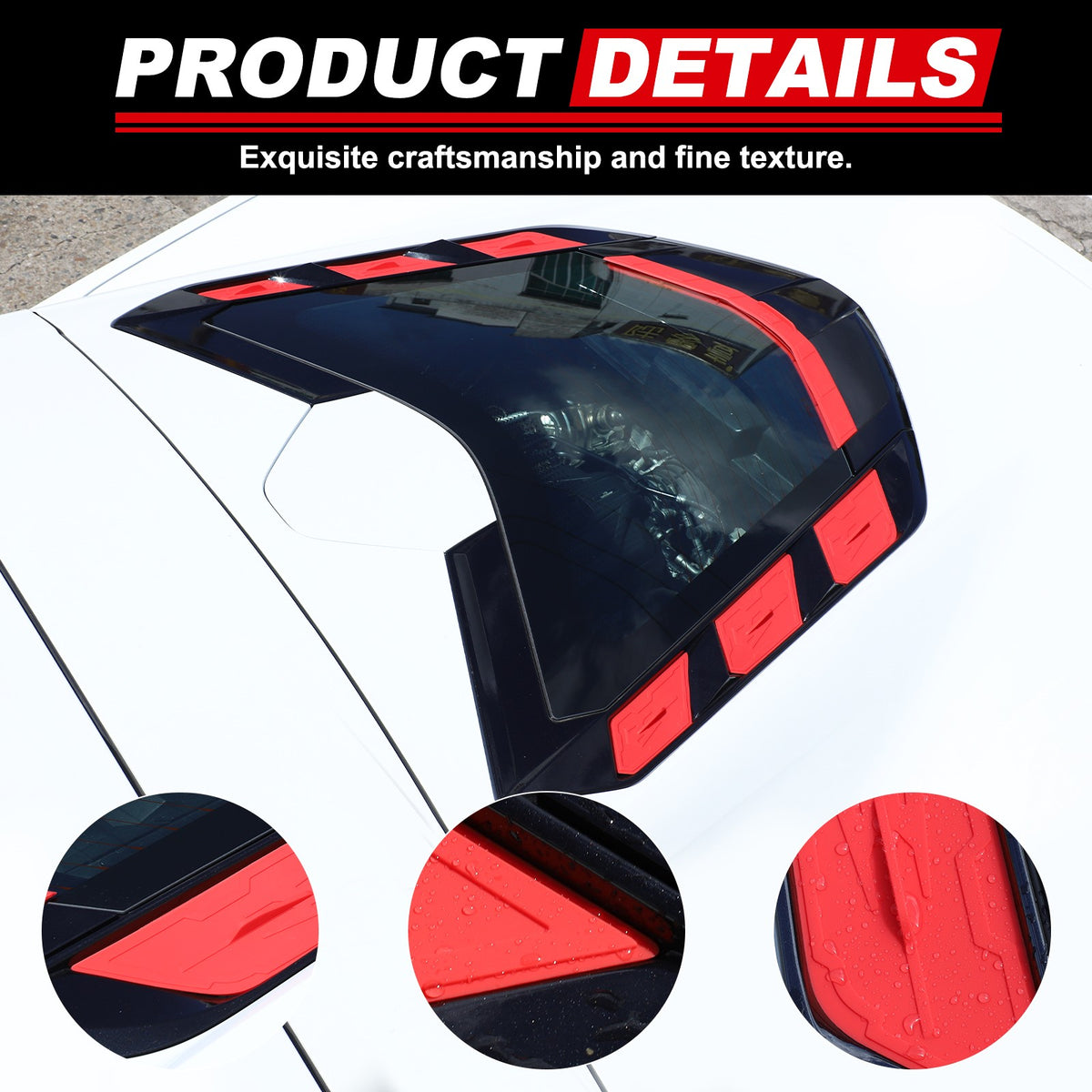 Red Rear Hatch Hood Car Wash Covers Air Vent Inserts For Corvette C8 2020-26 19