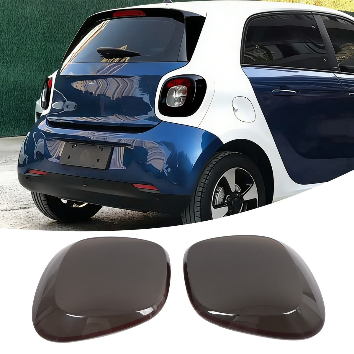 Smoked Black ABS Tail Light Smoke Housing Cover Trim For Benz Smart Fortwo 16-19 8
