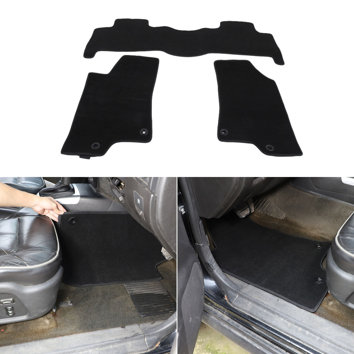Black Car Floor Mats Cargo Carpets Foot Pads For Hummer H3 2005-2009 16