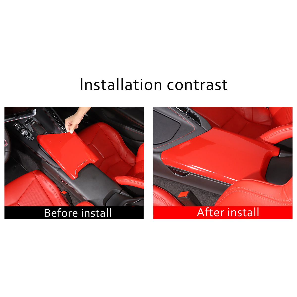 ABS Sports Red Interior Center Armrest Trim Cover For Corvette C8 2020-2026 6
