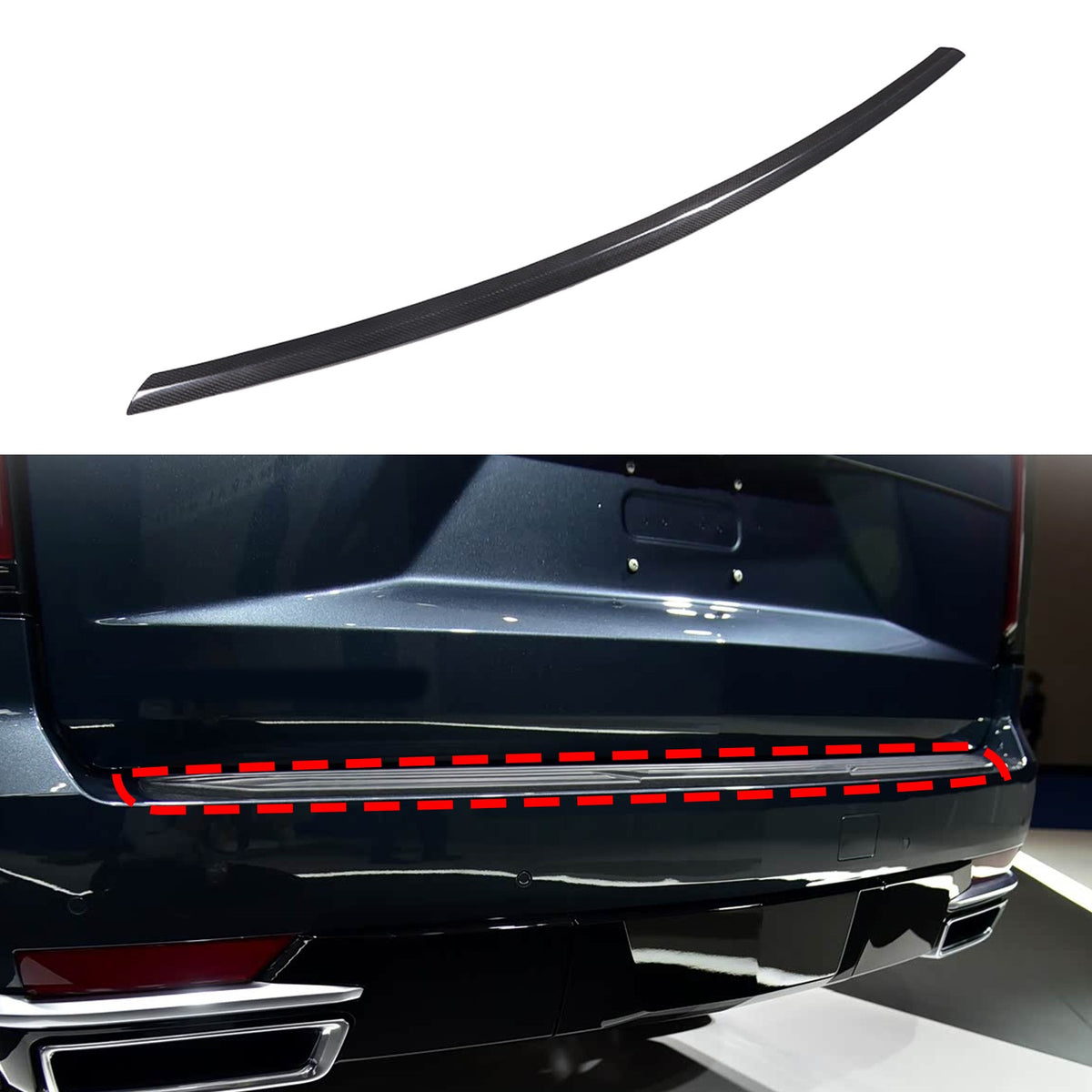 Real Carbon Fiber Rear Emblem Trim For Cadillac Escalade 2021-2023 1