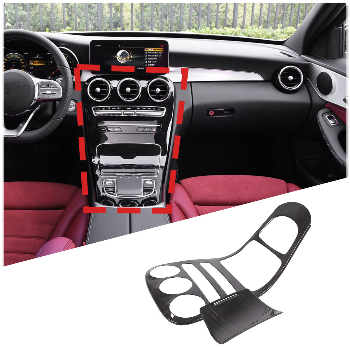 Center Console Gear Trim Panel For Mercedes-Benz C-Class 2019-2021 GLC 2020 US 3