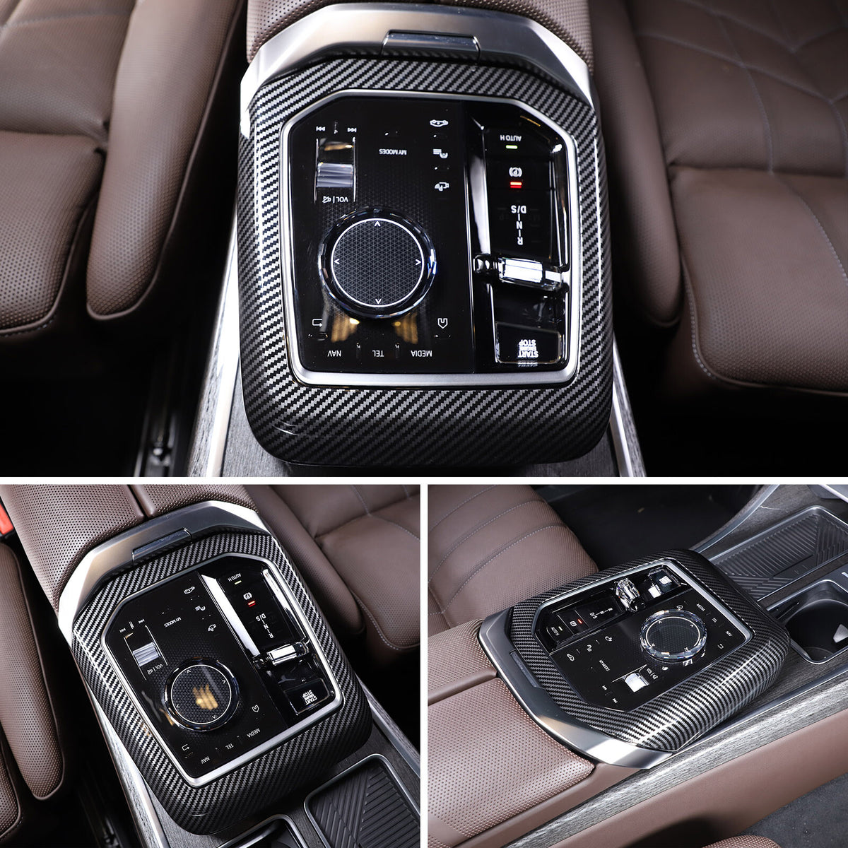 ABS Carbon Fiber Center Gear Shift Panel trim Cover for BMW 7 Serie G70 i7 2023 10