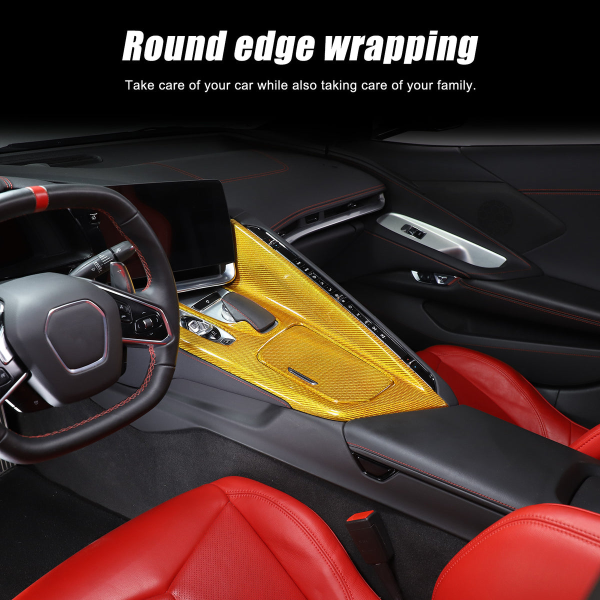 Real Carbon Fiber Center Console Gear Shift Panel Cover For Corvette C8 2020-25 23