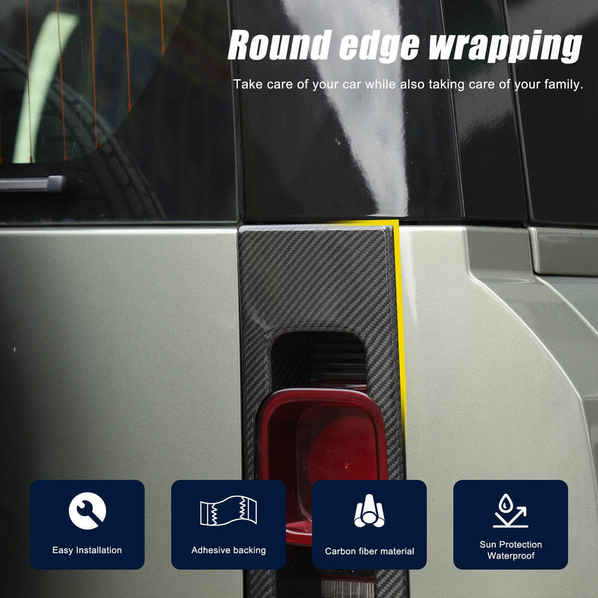Real Carbon Fiber Rear Tail Light Panel Trim For Land Rover Defender L663 20-25 11