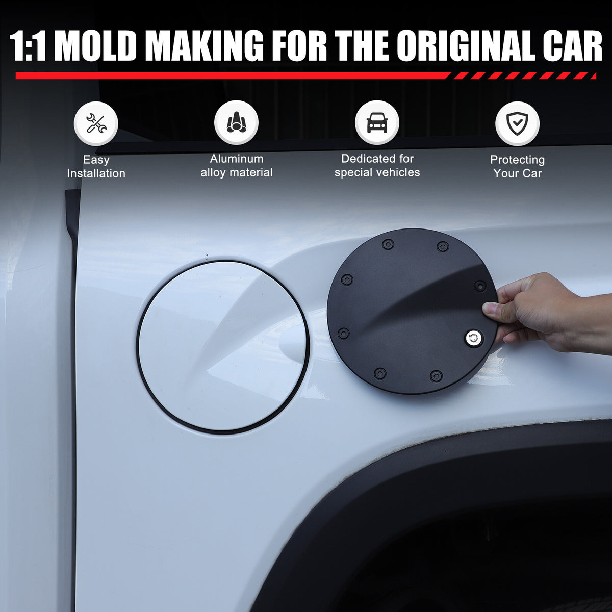 Black Door Fuel Tank Cover W/ Lock Gas Cap Tank Trim For Toyota Tundra 2022-2026 21
