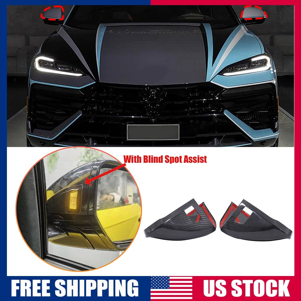 Real Carbon Fiber Exterior Mirror Trim W Light For Lamborghini URUS 18-24 US 1