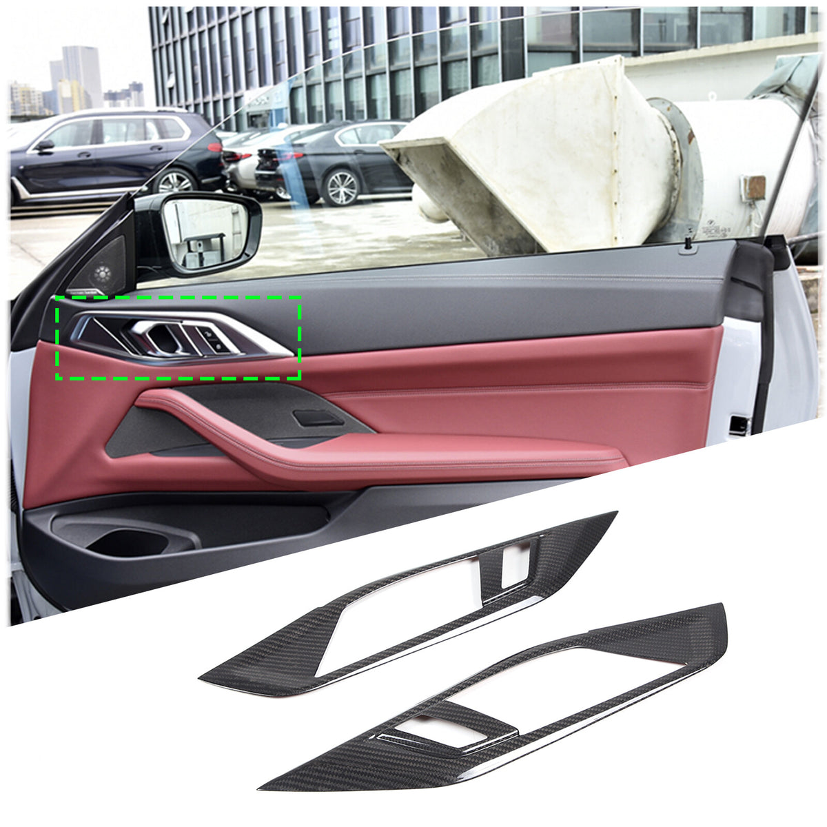 Real Carbon Fiber Inner Door Handle Frame Cover Trim For BMW 4 430i M 2022+ 11