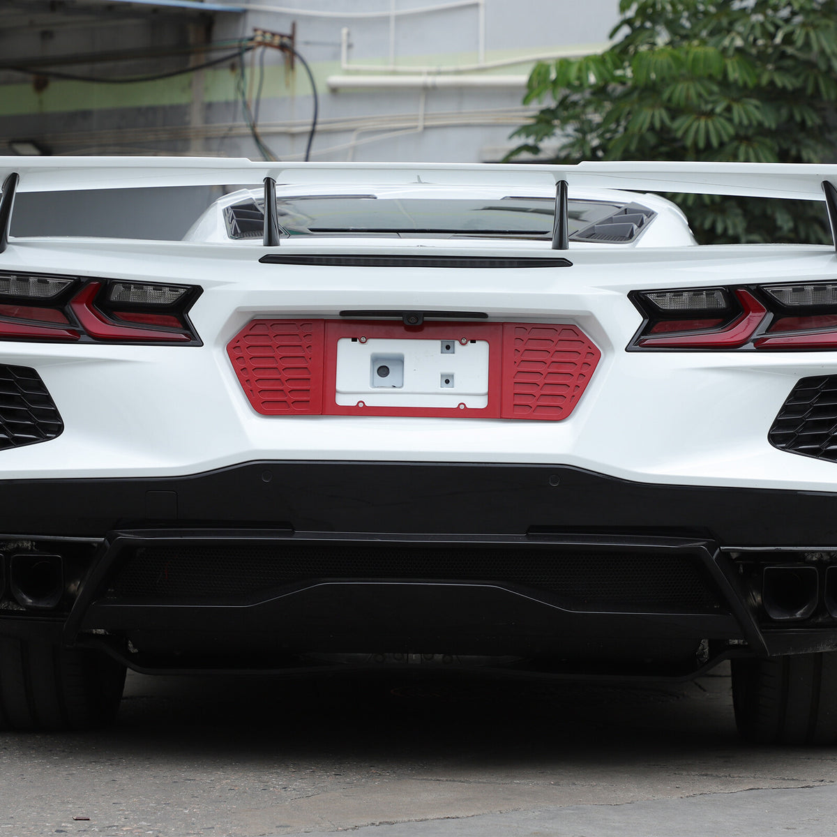 Red Aluminum Alloy Rear License Plate Filler Panel Trim for Corvette C8 2020+ 14