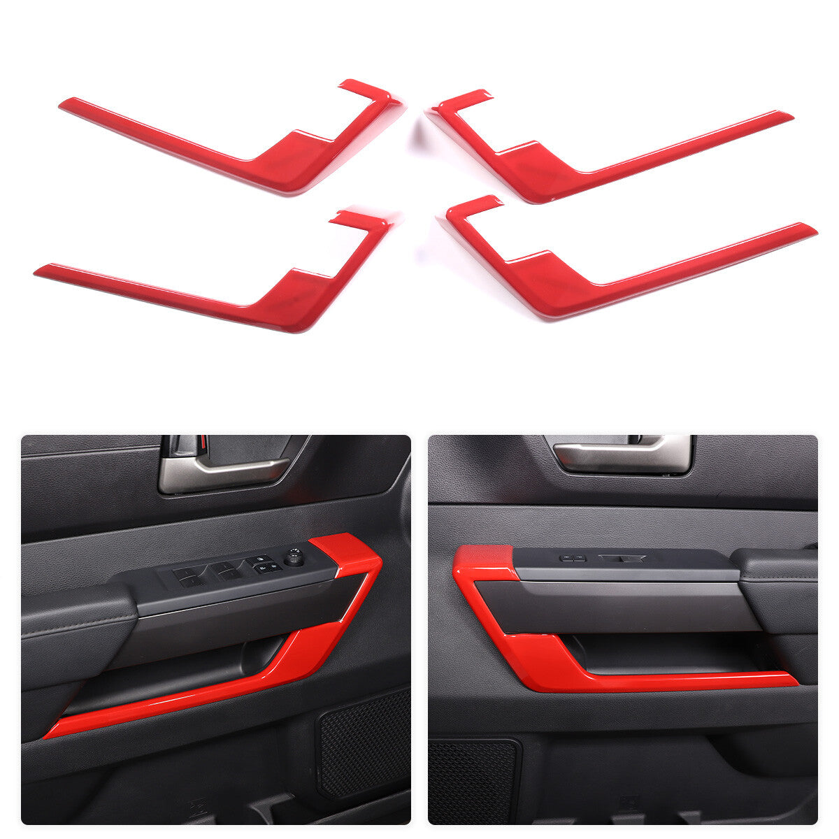 For Toyota Tundra 2022-2026 Window Lift Botton Trim Frame ABS Red 4PCS US 2