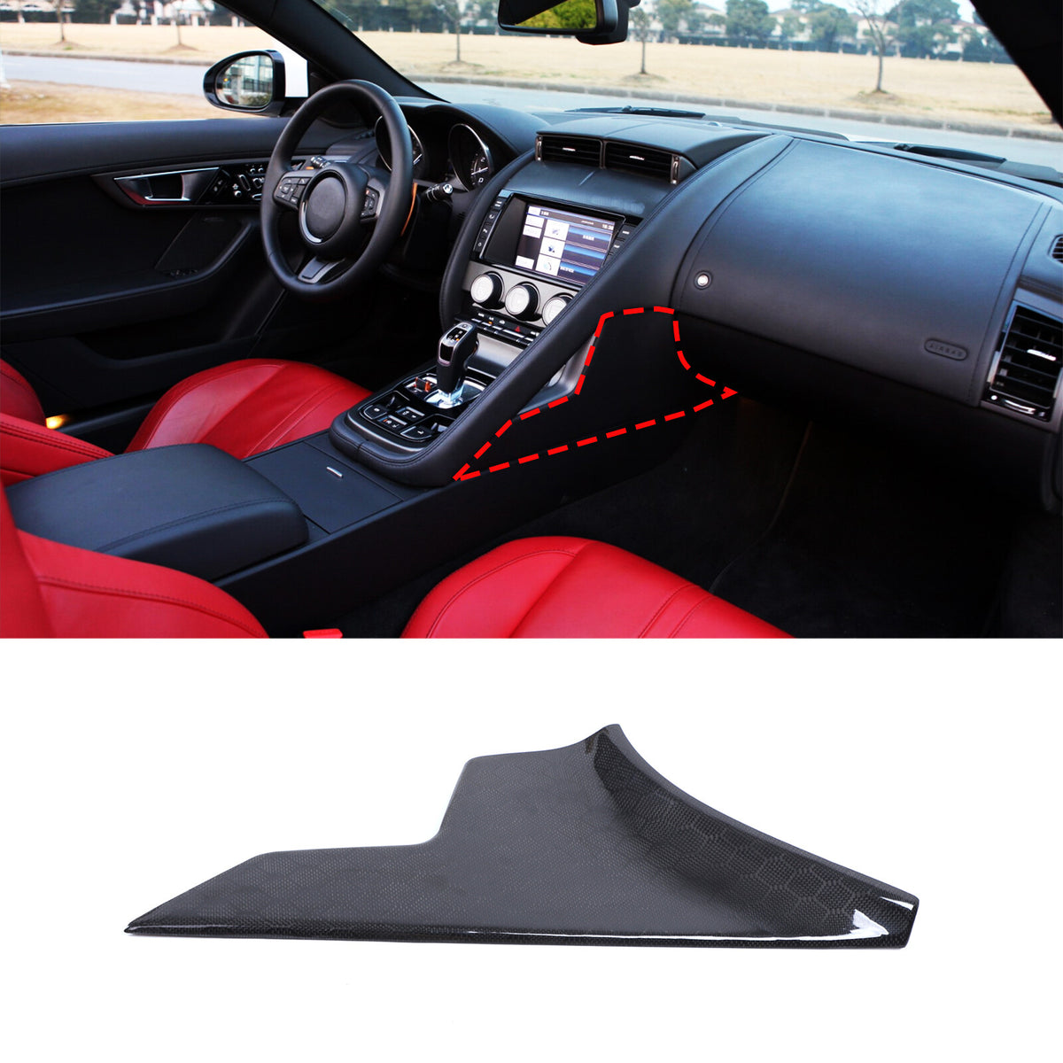 Honeycomb Gear Shift Side Panel Cover Interior Trim For Jaguar F-Type X152 13-24 14
