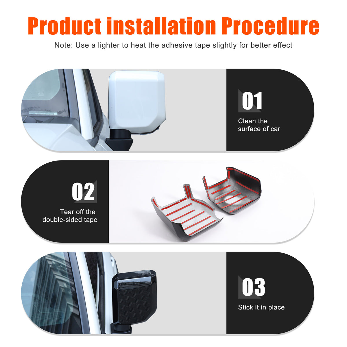Glossy Black Rearview Mirror Trim For Toyota Land Cruiser Prado LC250 24+ US 23