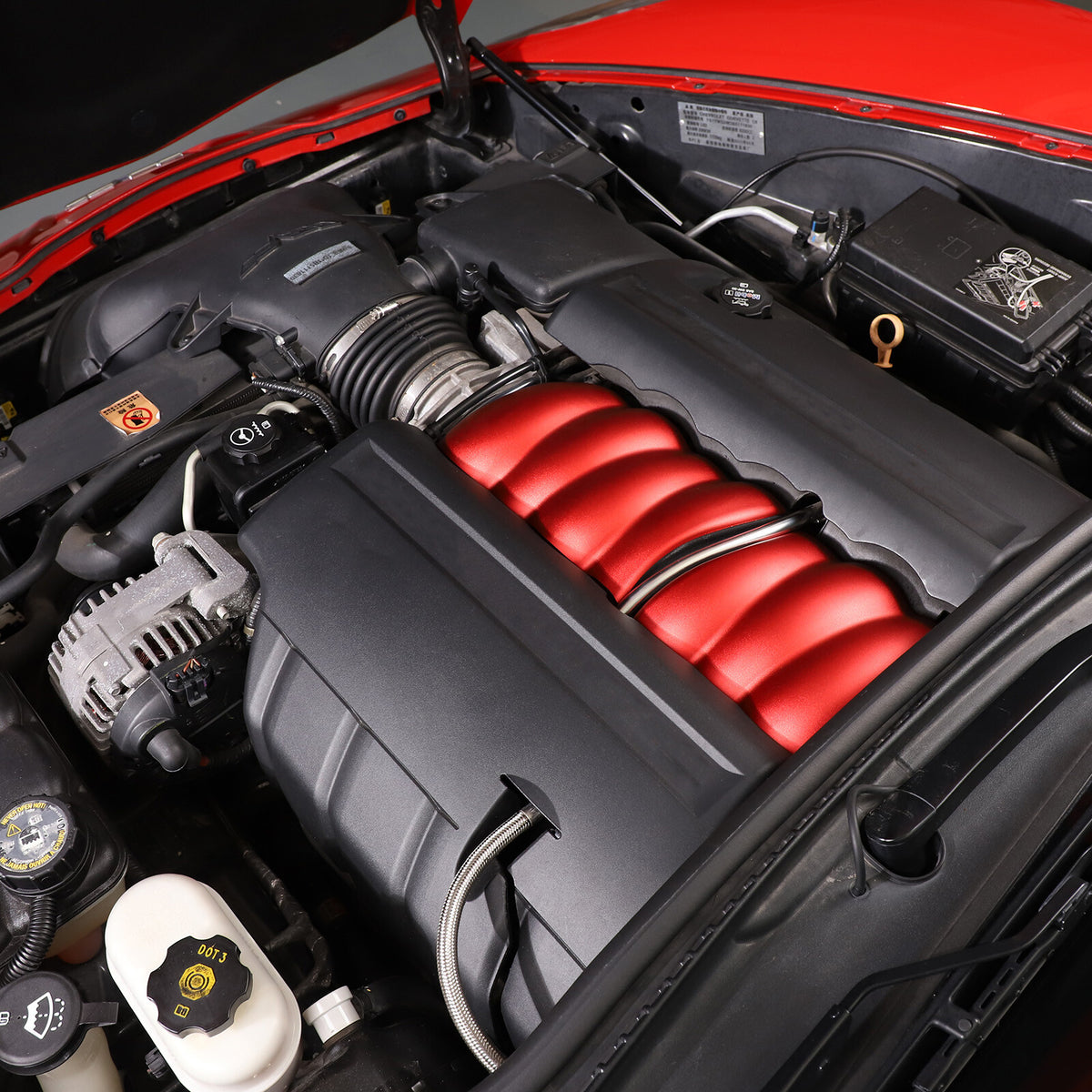 Red Aluminum Alloy Intake Manifold Cover Engine Part For Corvette C6 2005-13 US 5