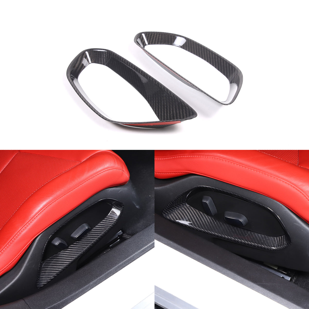 Real Carbon Fiber Seat Adjustment Button Trim Cover For Corvette C8 2020-26 4