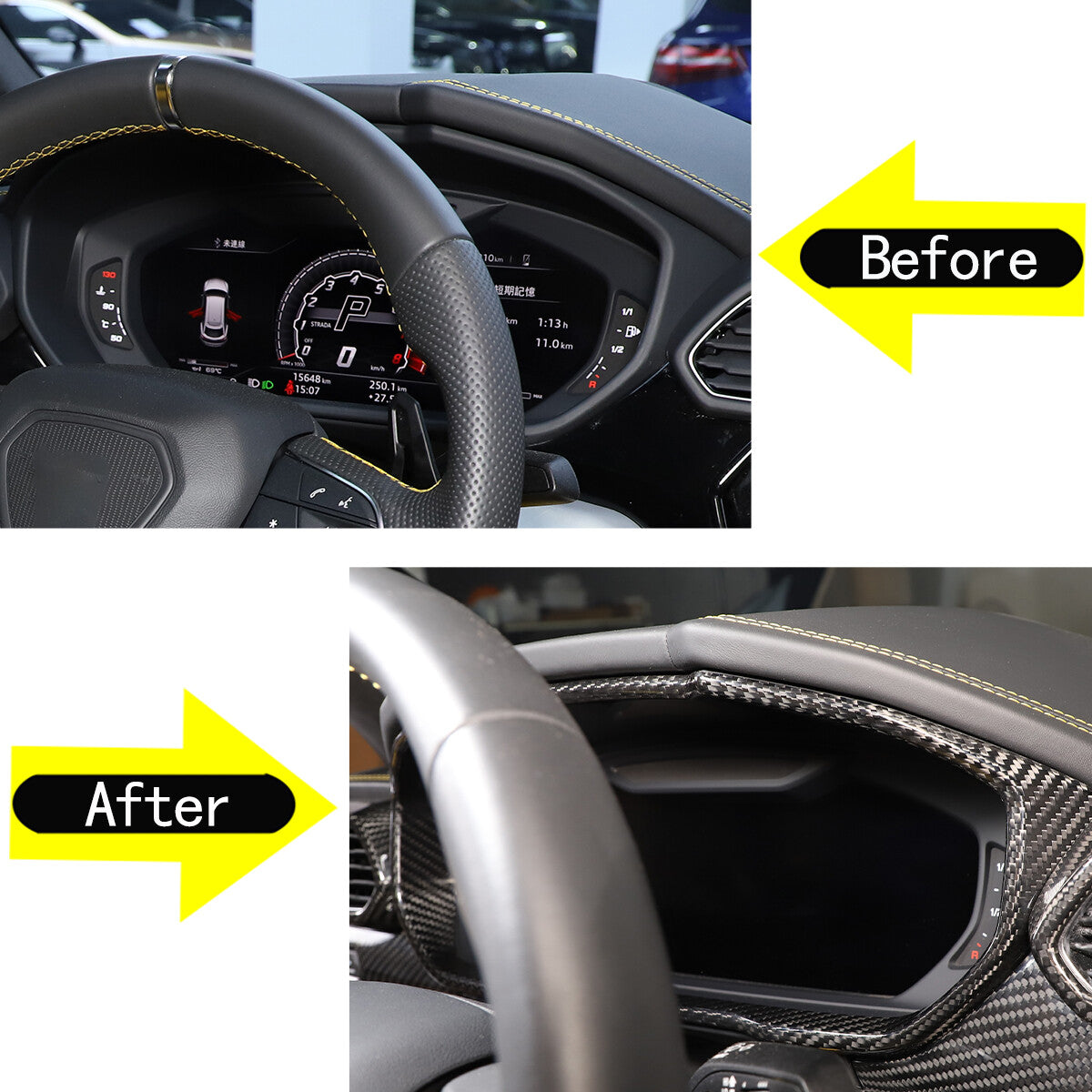 Real Carbon Fiber Dashboard Instrument Trim For Lamborghini URUS 2018-2023 US 9