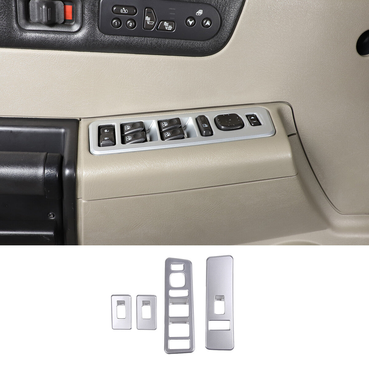 ABS Silver Window Lift Panel Switch Cover Trim For Hummer H2 03-07 2