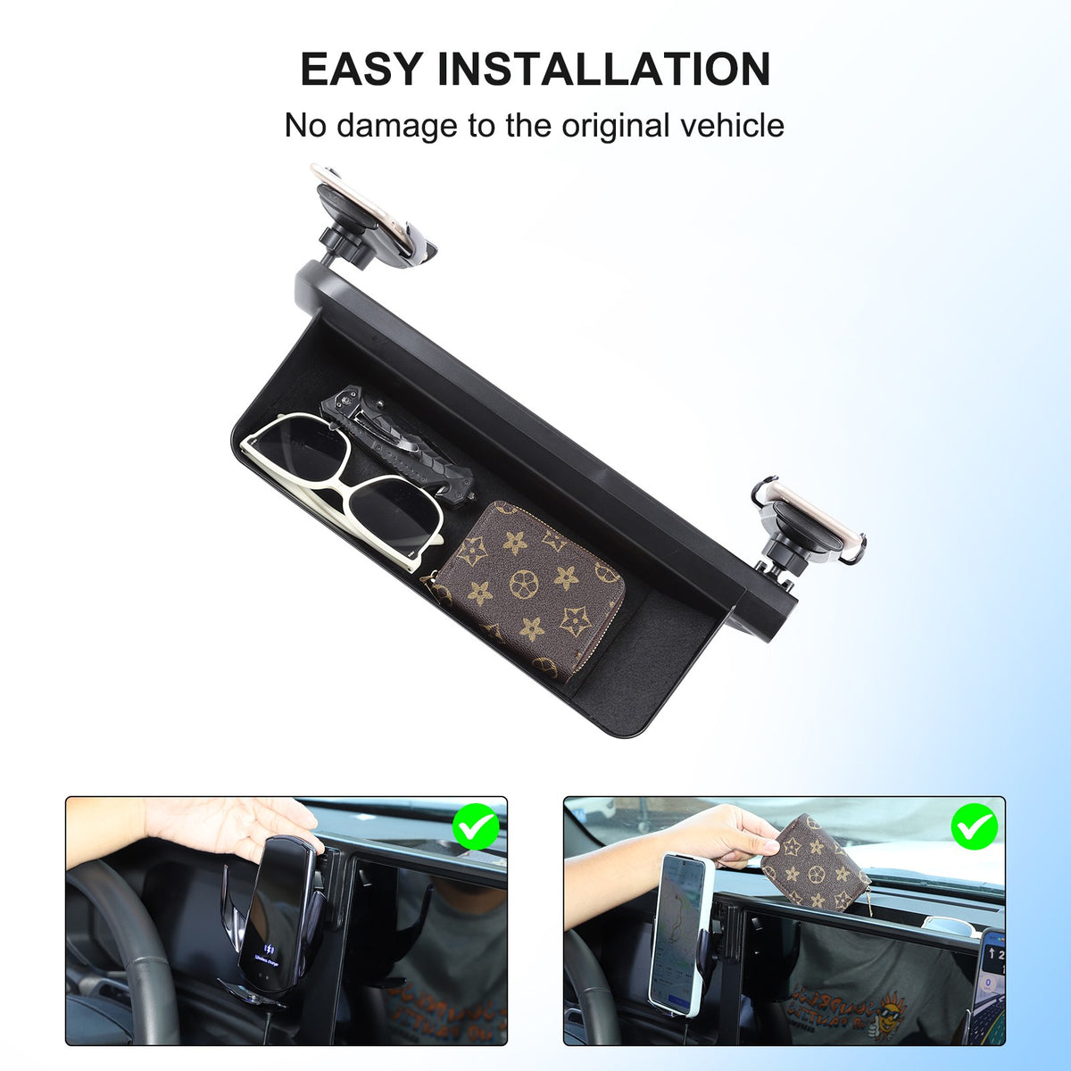 Wireless Charging Phone Holder Storage Box Tray For Toyota Prado LC250 2024+ 24