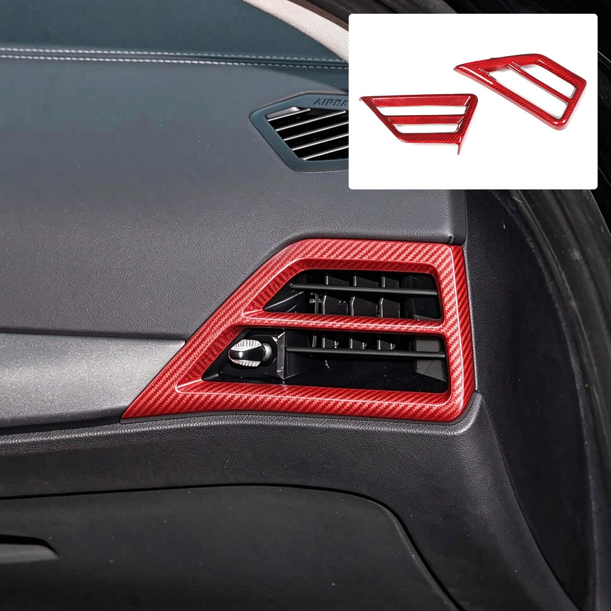 Red Real Carbon Fiber Side Air Vent Trim Cover For BMW 3 Series 2025+ 7